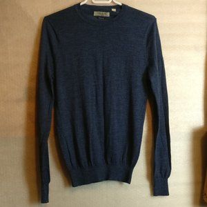 Warm Wool Sweater, Blue 100% Merino wool Pullover Knit Sweater Jumper Winter